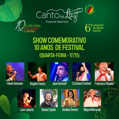 10ª edição do Festival Nativista Canto de Luz traz grandes atrações a Ijuí