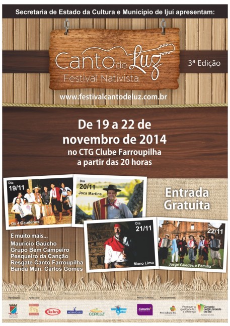 Festival Nativista Canto de Luz anuncia intérpretes das canções classificadas