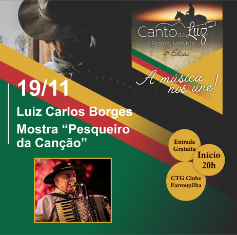 Luiz Carlos Borges é atração na segunda noite do Festival