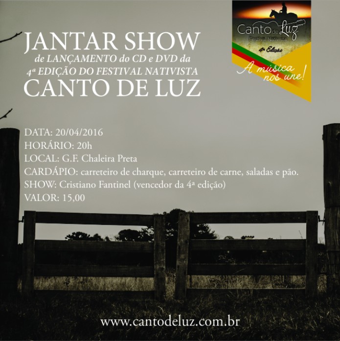 CD e DVD do Canto de Luz serão lançados no dia 20