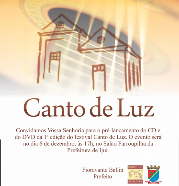 Pré-lançamento de CD e DVD do 1º Canto de Luz acontece nesta quinta